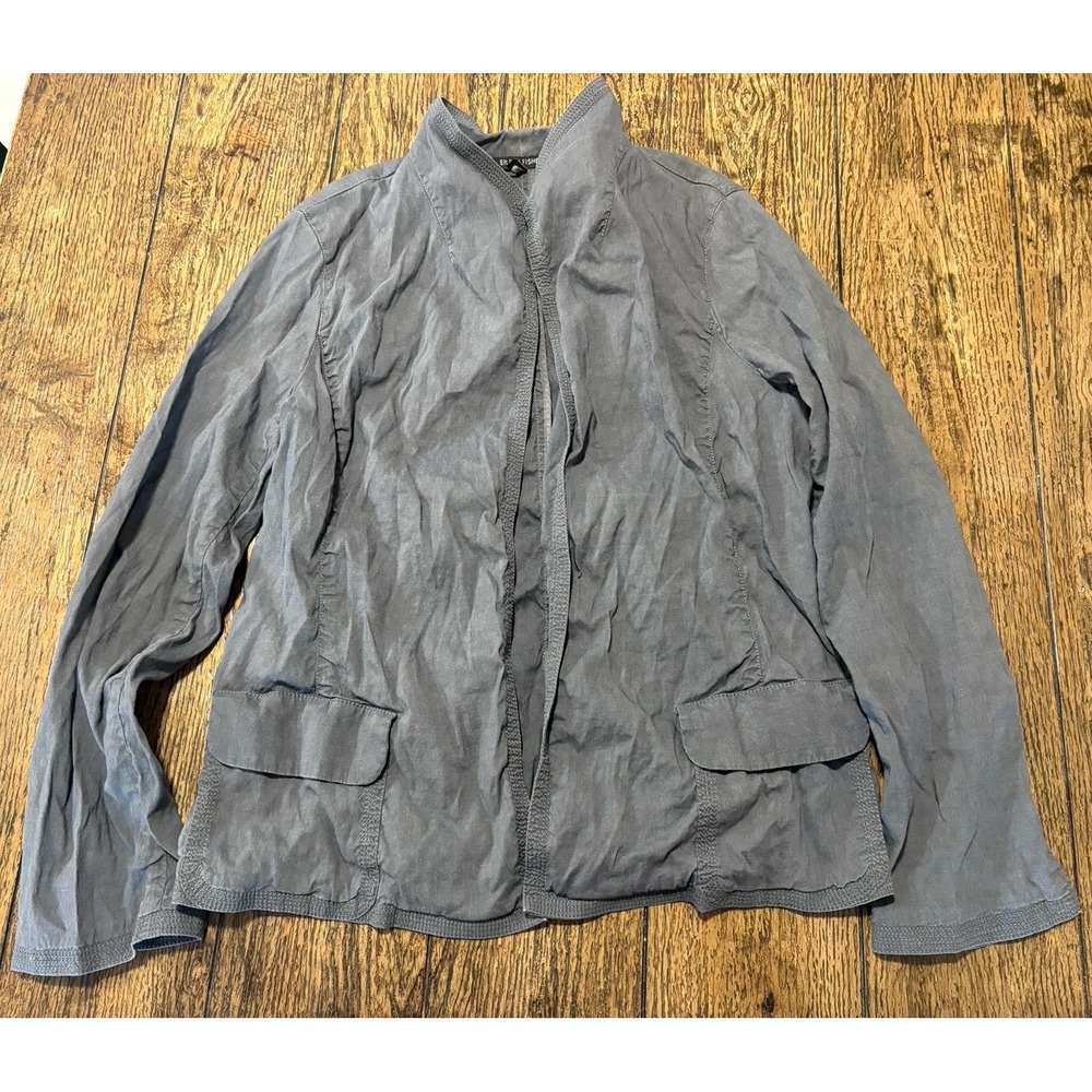 Eileen Fisher Women's Sz M Linen Blend Jacket Grey Old Money Office